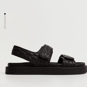 Mango black quilted strap dad sandals size 9
